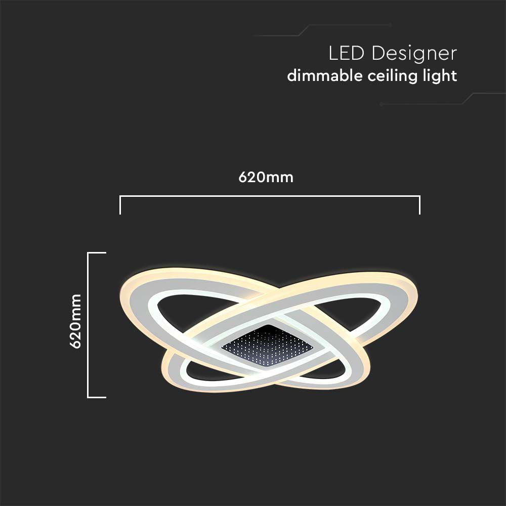 VT-7962 130W LED SMART DECORATIVE CEILING LAMP 620x620MM 3IN1 REMOTE CONTROL DIMMABLE WHITE