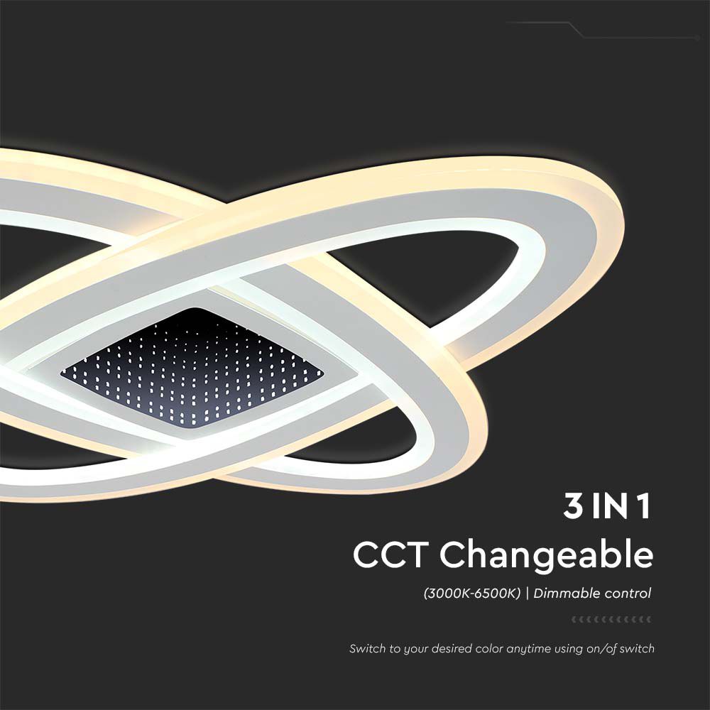 VT-7962 130W LED SMART DECORATIVE CEILING LAMP 620x620MM 3IN1 REMOTE CONTROL DIMMABLE WHITE