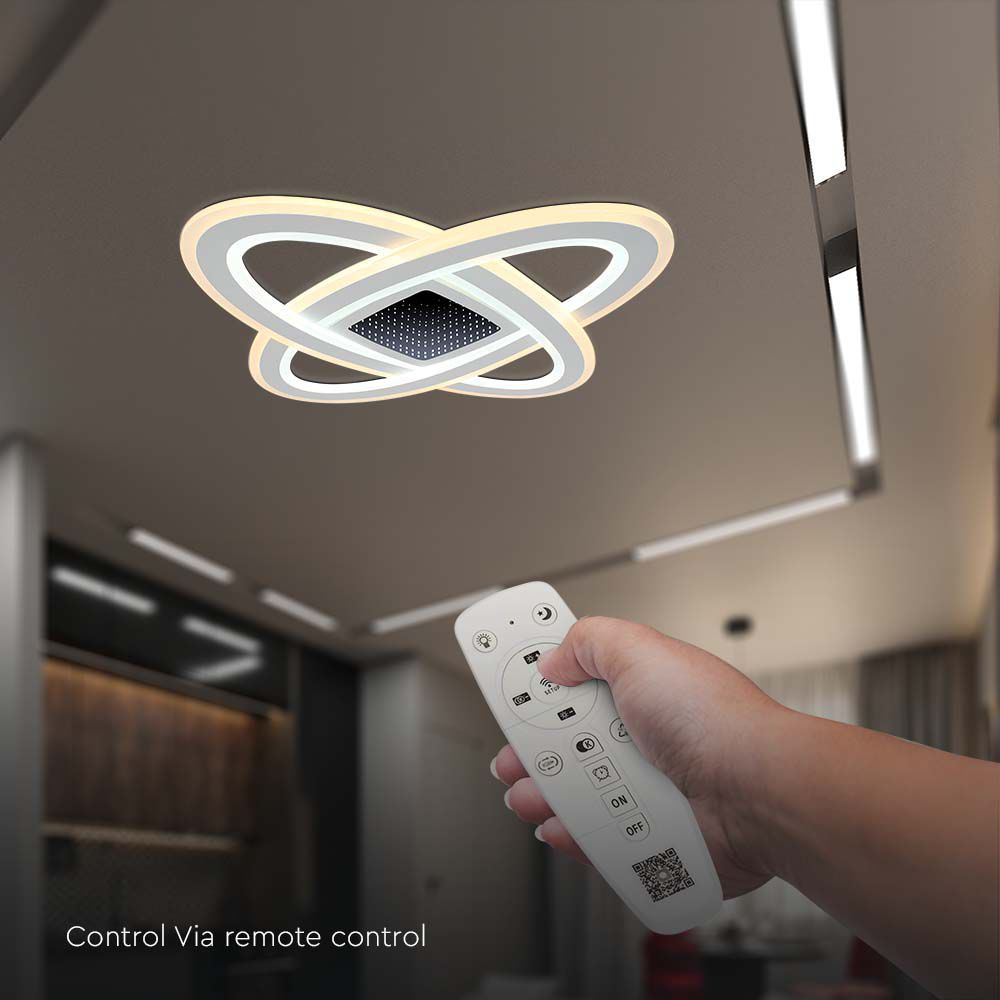 VT-7962 130W LED SMART DECORATIVE CEILING LAMP 620x620MM 3IN1 REMOTE CONTROL DIMMABLE WHITE