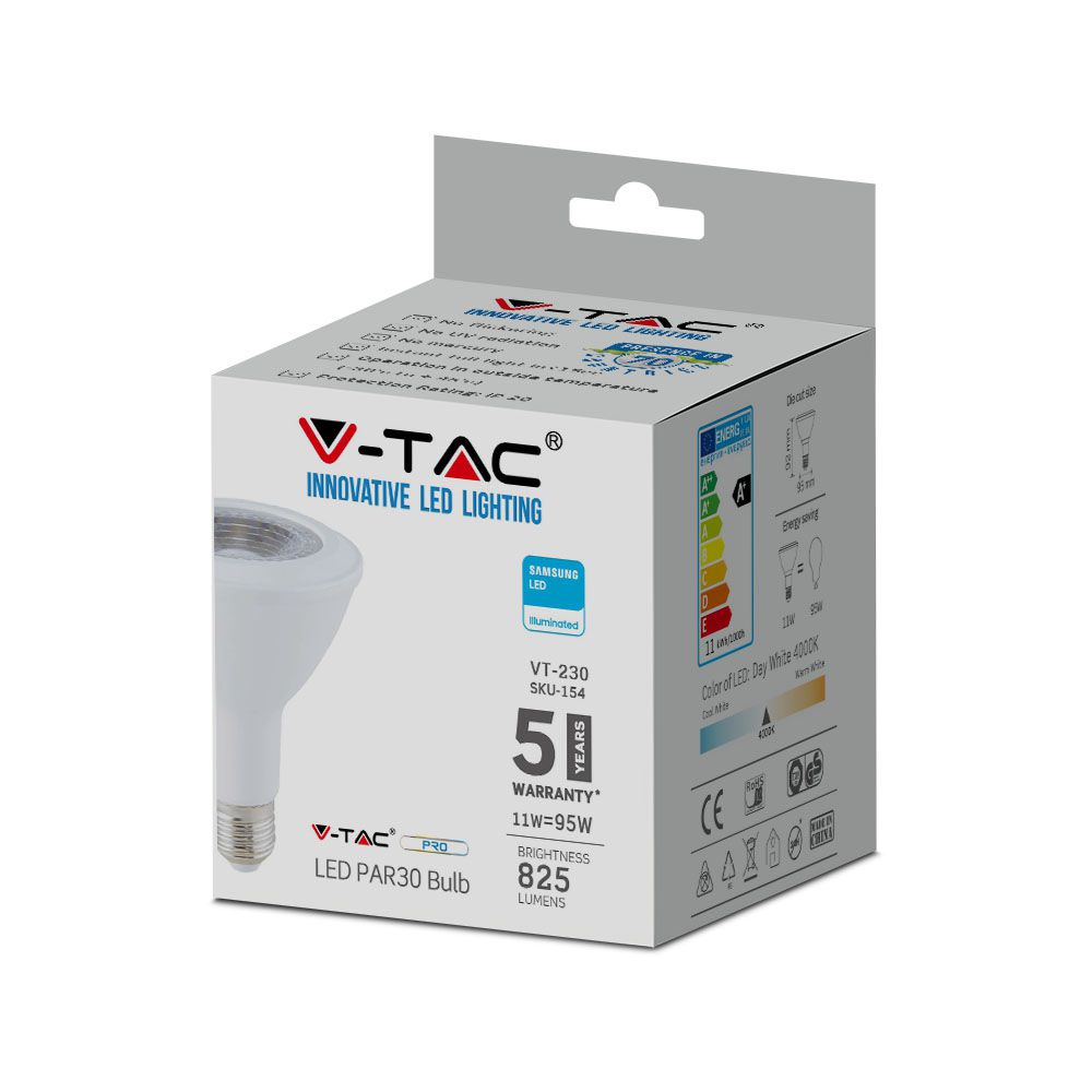 11W PAR 30 Żarówka LED / Chip SAMSUNG / Barwa:6400K / Trzonek:E27