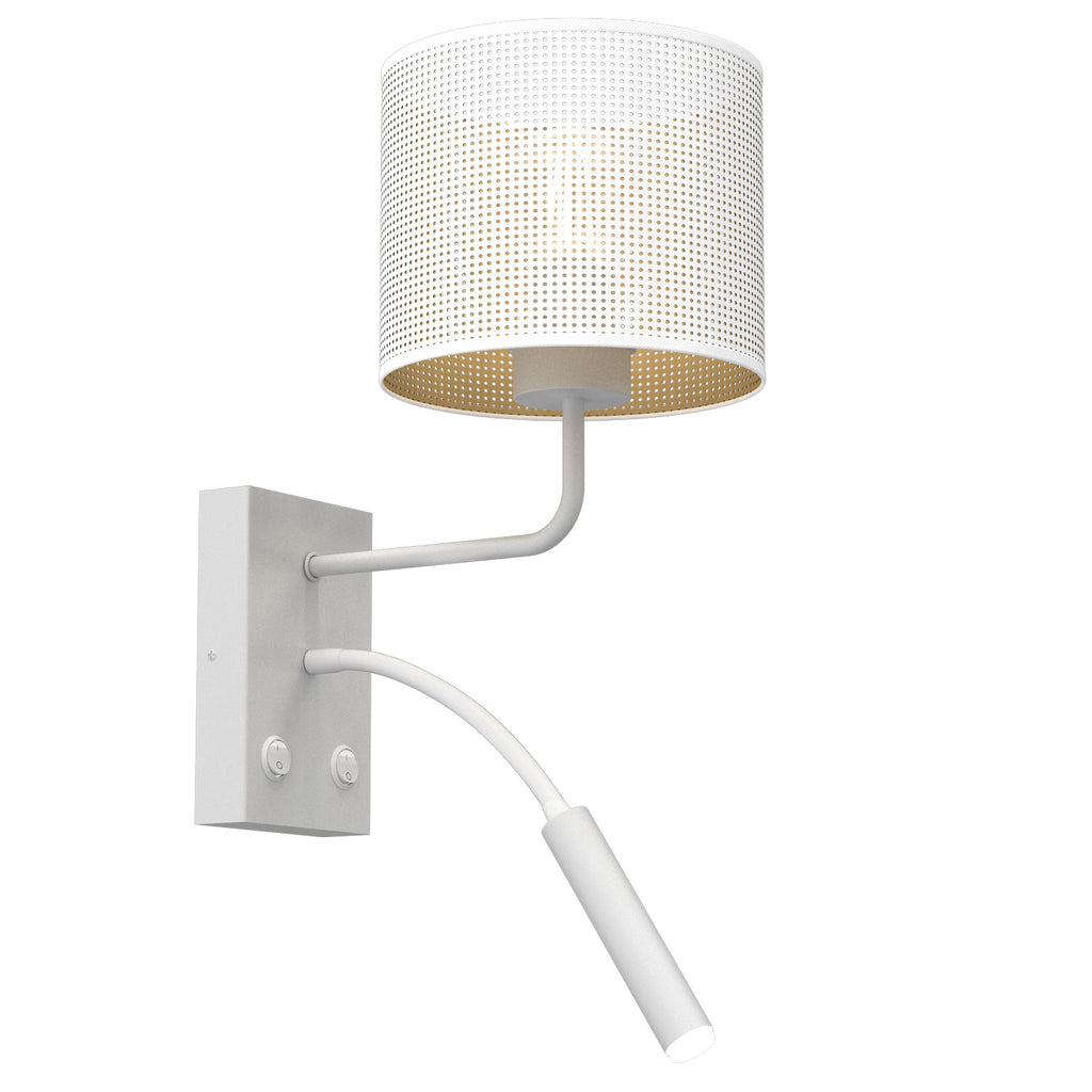 kinkiet G9+E27 Loft shade white, cylinder shade dia 180, h 150 white/gold 2xE27