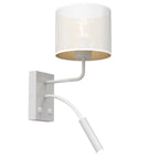 kinkiet G9+E27 Loft shade white, cylinder shade dia 180, h 150 white/gold 2xE27