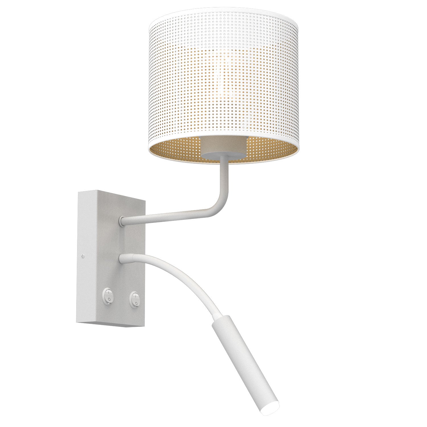 kinkiet G9+E27 Loft shade white, cylinder shade dia 180, h 150 white/gold 2xE27