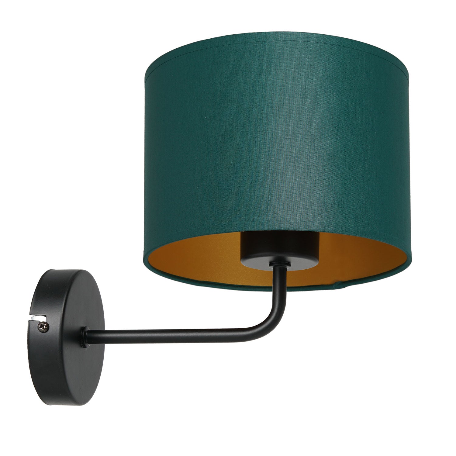 kinkiet Arden black, cylinder shade dia 180, h 150 green/gold 1xE27