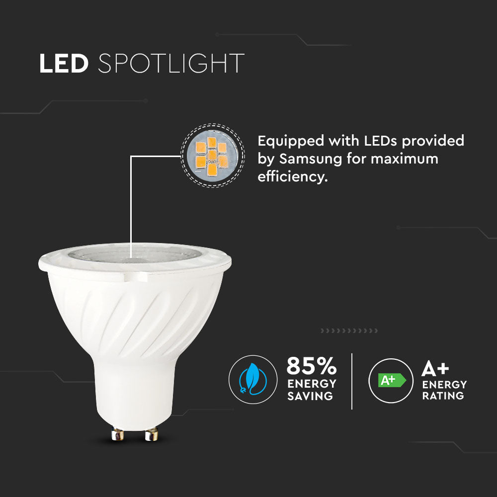 7W GU10 Żarówka LED / Chip SAMSUNG / Barwa:6400K / Trzonek:GU10