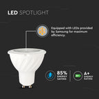 7W GU10 Żarówka LED / Chip SAMSUNG / Barwa:6400K / Trzonek:GU10