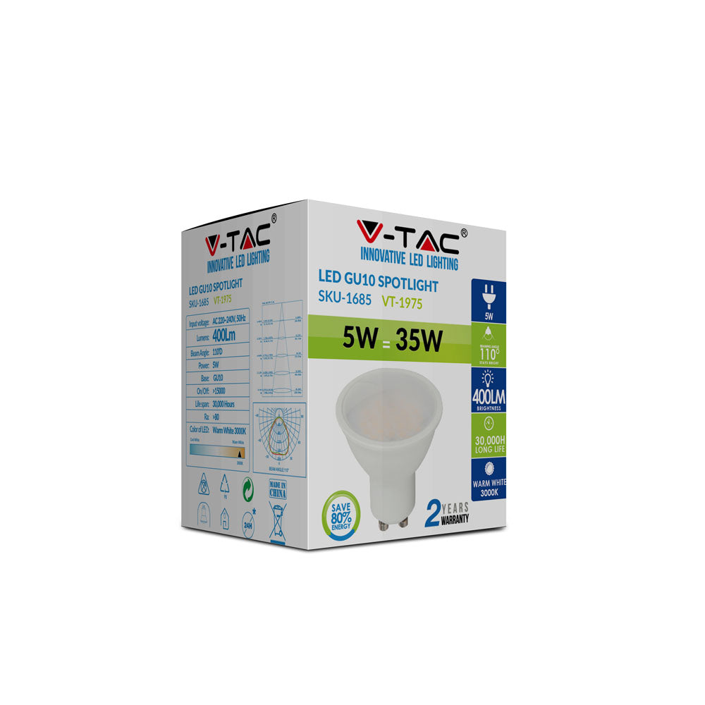 5W GU10 Żarówka LED / Barwa:4000K / Trzonek:GU10 / Kąt 110'