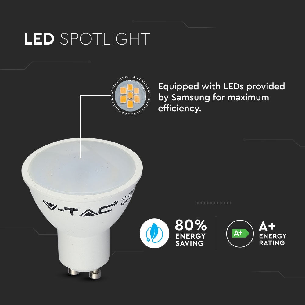 5W GU10 Żarówka LED / Klosz: Mleczny / Barwa:4000K / Opakowanie: 3szt. / Trzonek:GU10