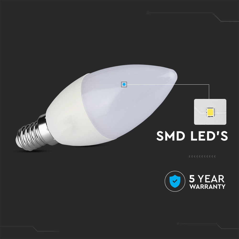5.5W C37 Żarówka LED / Chip SAMSUNG / Barwa:6400K / Trzonek:E14