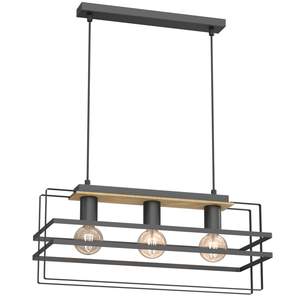 żyrandol Kortez black/wood 3xE27