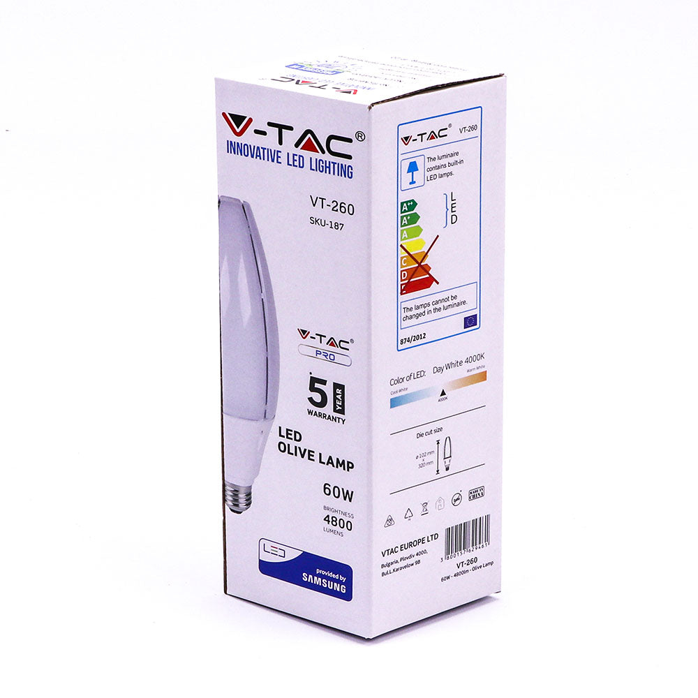 60W Uliczna Żarówka LED / Chip SAMSUNG / Barwa:4000K / Trzonek:E40