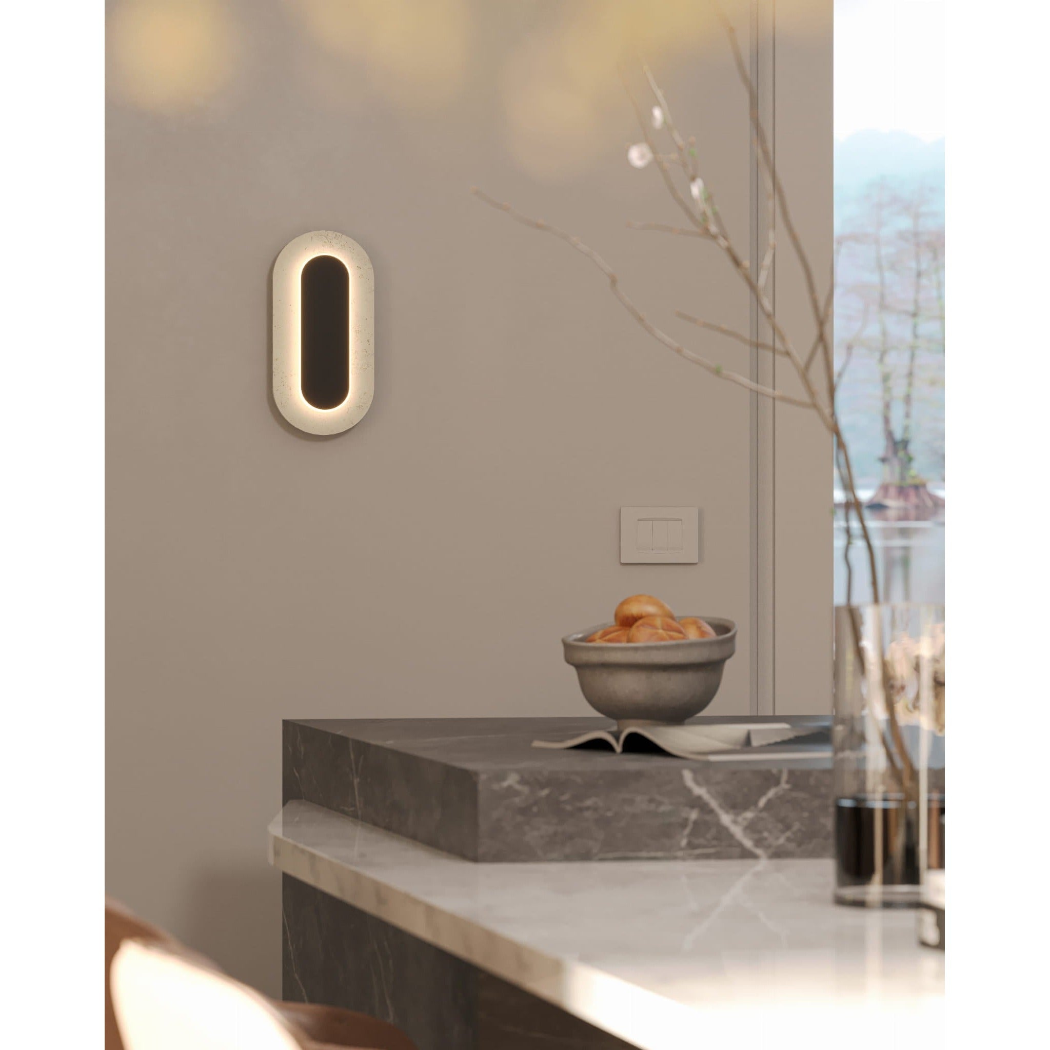 Maxlight Kinkiet Travertino Oval - Trawertyn - Czarny W0393