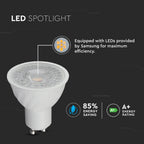 6.5W GU10 Żarówka LED / Chip SAMSUNG / Barwa:6400K / Kąt 38' / Trzonek:GU10