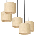 żyrandol talerz dia 440, Rattan cylinder shade dia 180, h 150 5xE27
