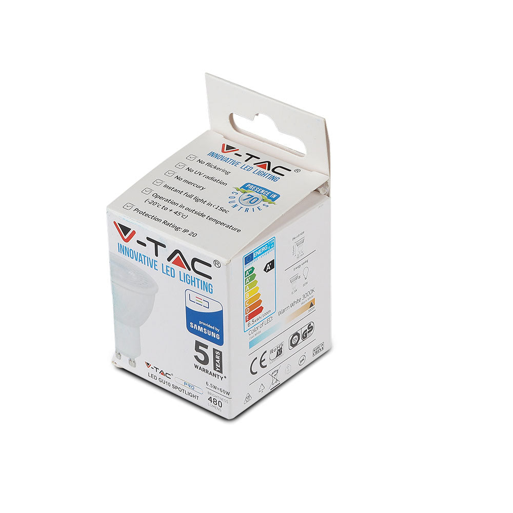 6.5W GU10 Żarówka LED / Chip SAMSUNG / Barwa:6400K / Kąt 110' / Trzonek:GU10