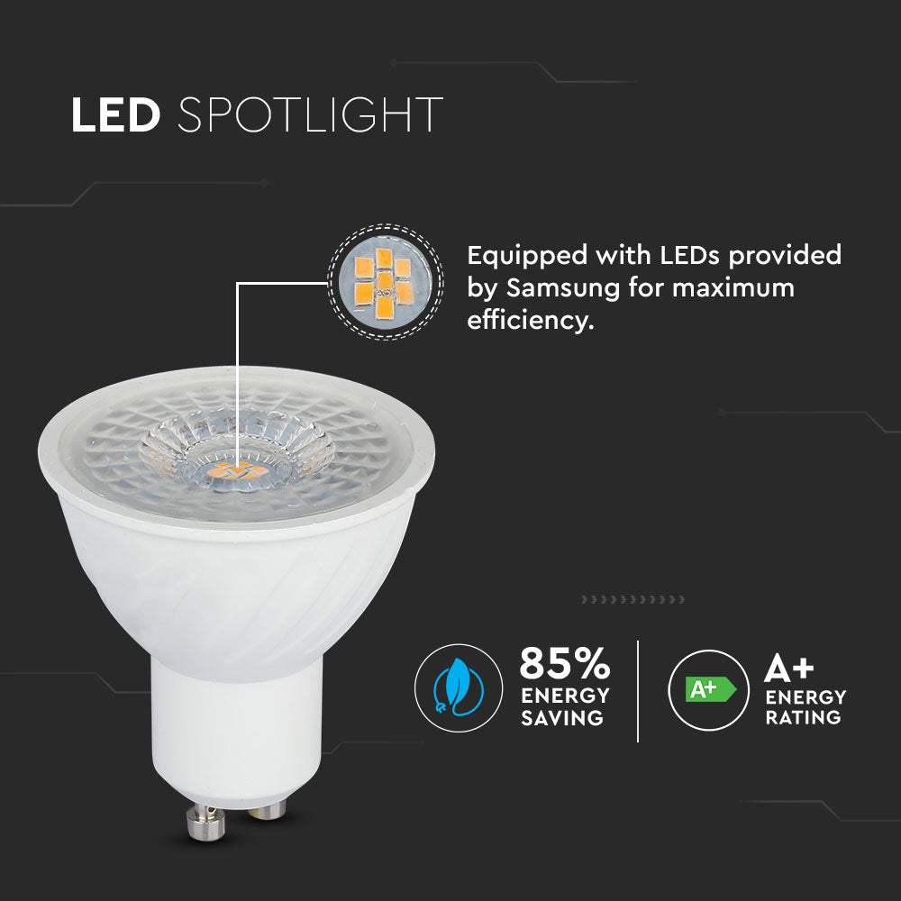 6.5W GU10 Żarówka LED / Chip SAMSUNG / Barwa:6400K / Kąt 110' / Trzonek:GU10