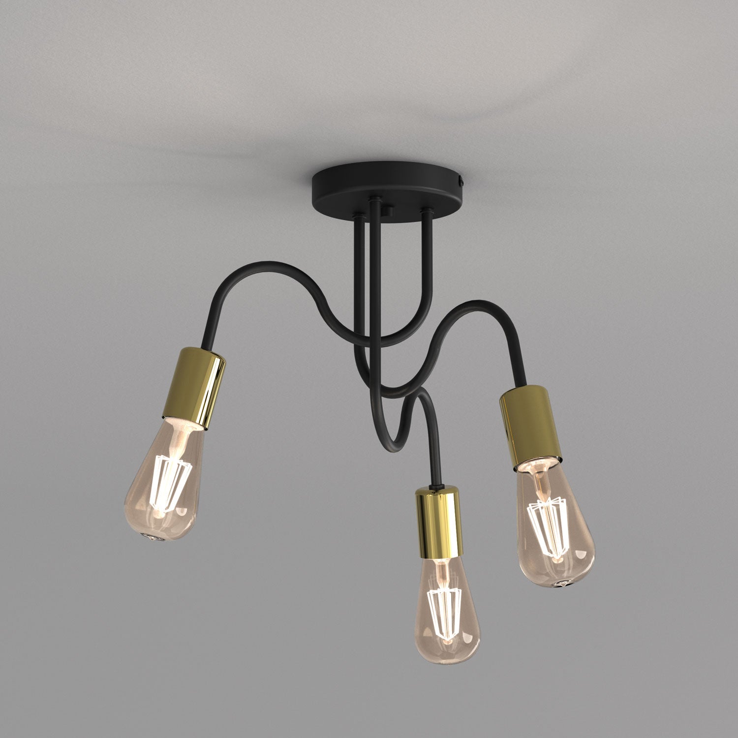 plafon Dow black/gold 3xE27