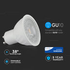 6.5W GU10 Żarówka LED / Chip SAMSUNG / Barwa:3000K / Kąt 38' / Ściemniana / Trzonek:GU10