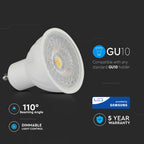 6.5W GU10 Żarówka LED / Chip SAMSUNG / Barwa:6400K / Kąt 110' / Ściemniana / Trzonek:GU10
