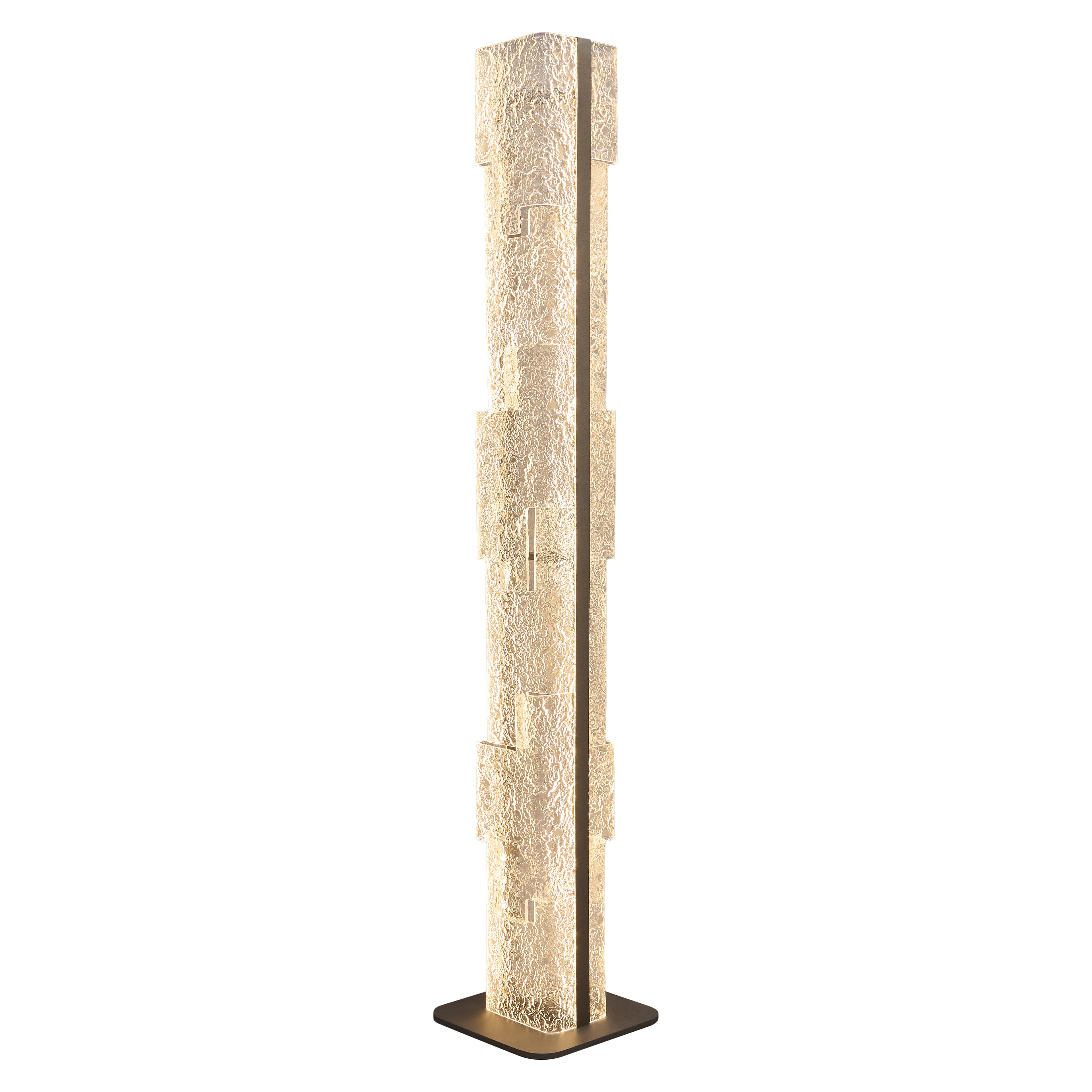 Maxlight Lampa podłogowa Everest - Aluminium + akryl - Jasny brązowy F0063