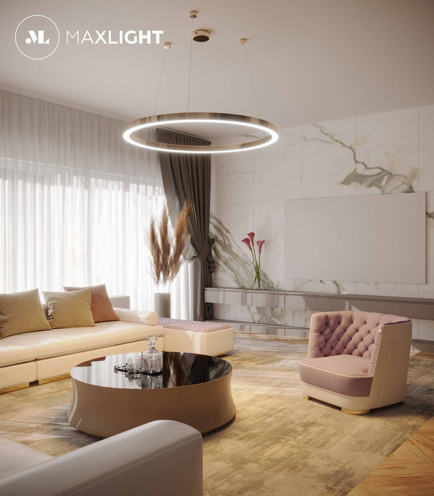 Maxlight Lampa wisząca Luxury 110cm - Stal nierdzewna + akryl - Złoty P0370D