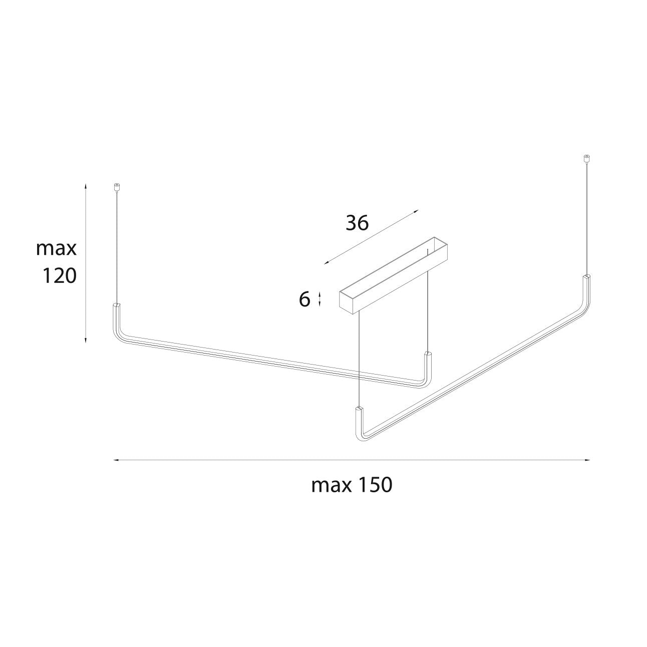 Maxlight Lampa wisząca Urus 30W - Metal - Czarny P0645