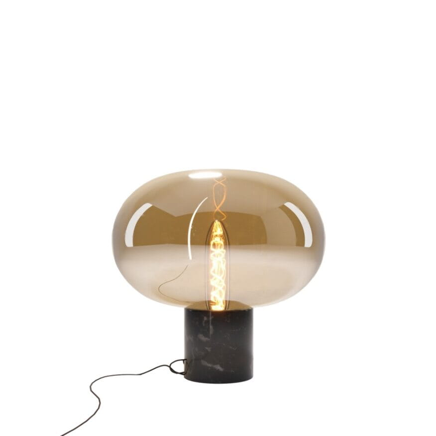 Maxlight Lampa stołowa Moonstone - Marmur + szkło - Szkło bursztynowe + czarny marmur T0058