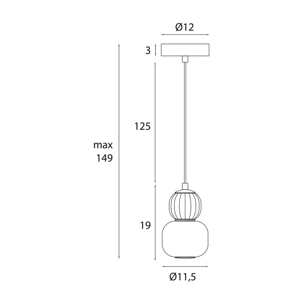 Maxlight Lampa wisząca Modern 5W - Metal + szkło - Czarny P0625