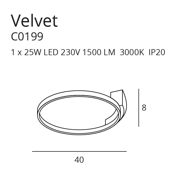 Maxlight Plafon Velvet 40cm - Aluminium + silikon - Czarny C0199