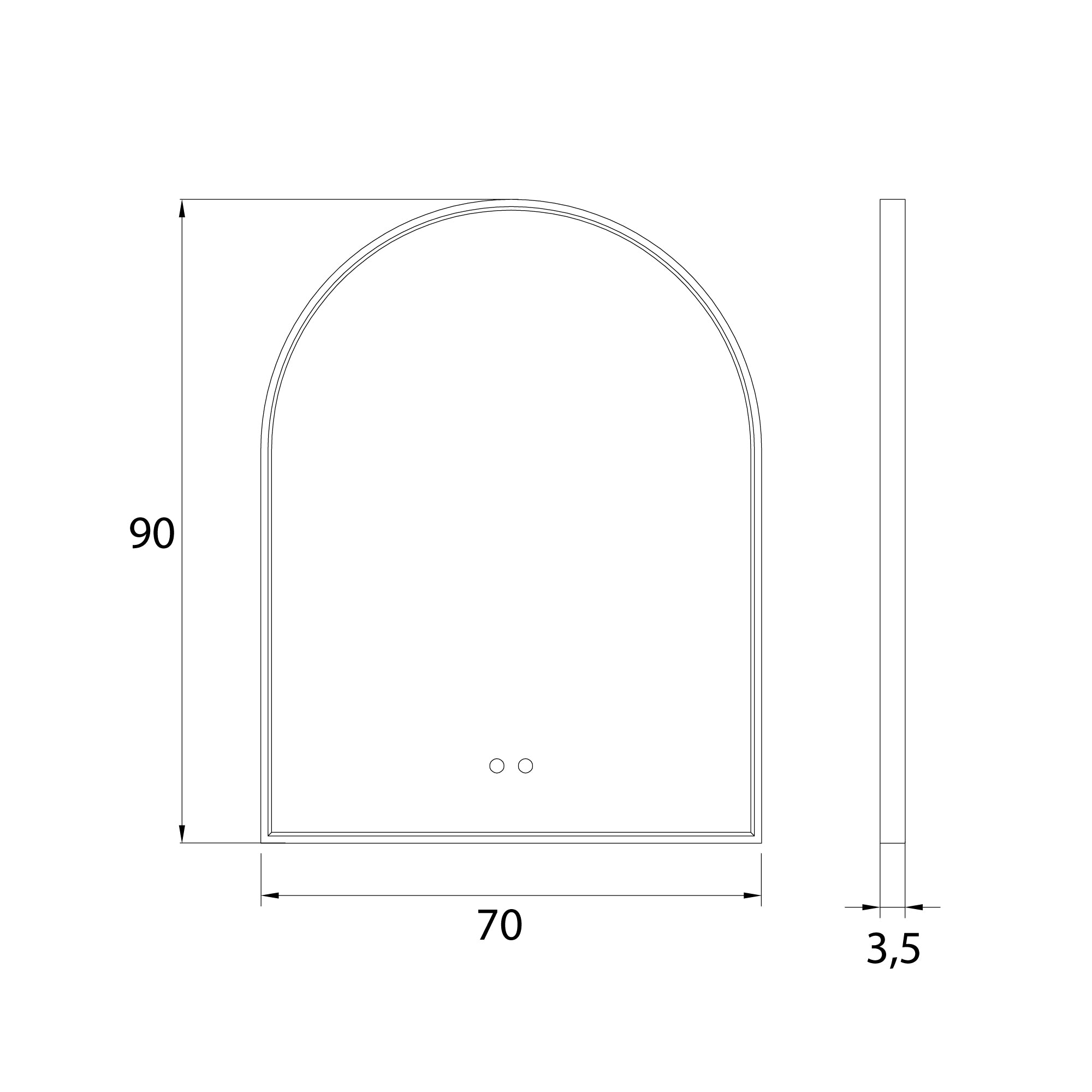 Maxlight Lustro Mirror Półokrąg - Metal + szkło - Złoty szczotkowany W0386