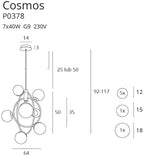 Maxlight Lampa wisząca Cosmos I - Metal + szkło - Złoty P0378