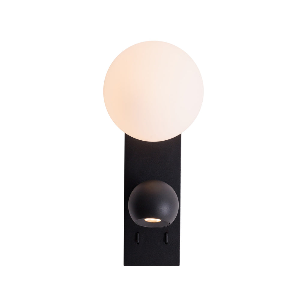 Maxlight Kinkiet Atom - Metal + szkło mleczne - Czarny W0351