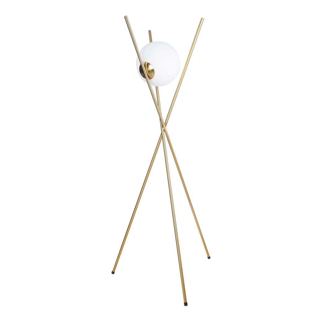 Maxlight Lampa podłogowa Xena - Metal + szkło mleczne - Mosiądz F0055
