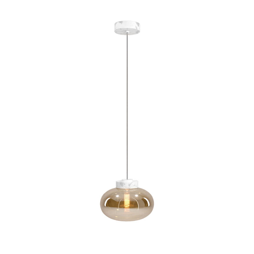 Maxlight Lampa wisząca Moonstone - Metal + szkło - Szkło bursztynowe + biały marmur P0518