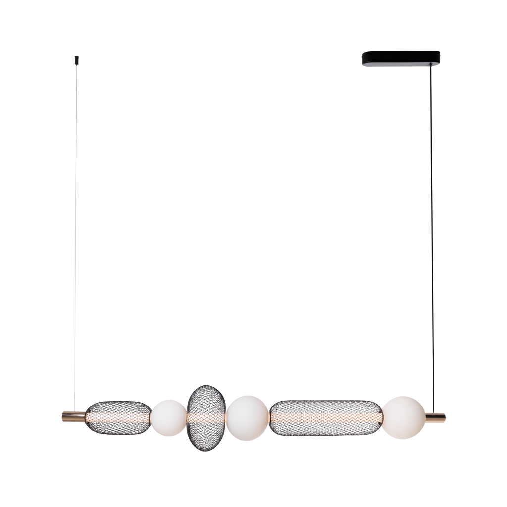 Maxlight Lampa wisząca Bora C - Metal + szkło - Czarny + złoty P0593