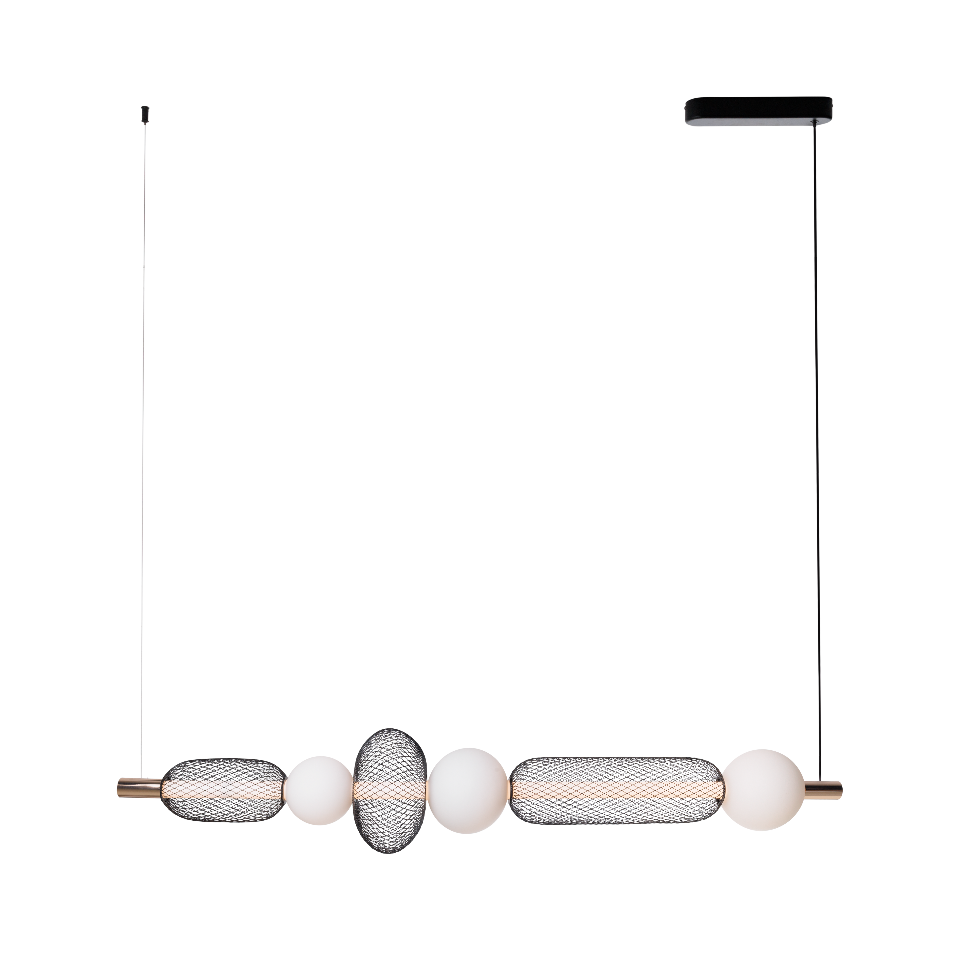 Maxlight Lampa wisząca Bora C - Metal + szkło - Czarny + złoty P0593