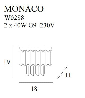 Maxlight Kinkiet Monaco - Metal + szkło - Złoty W0288