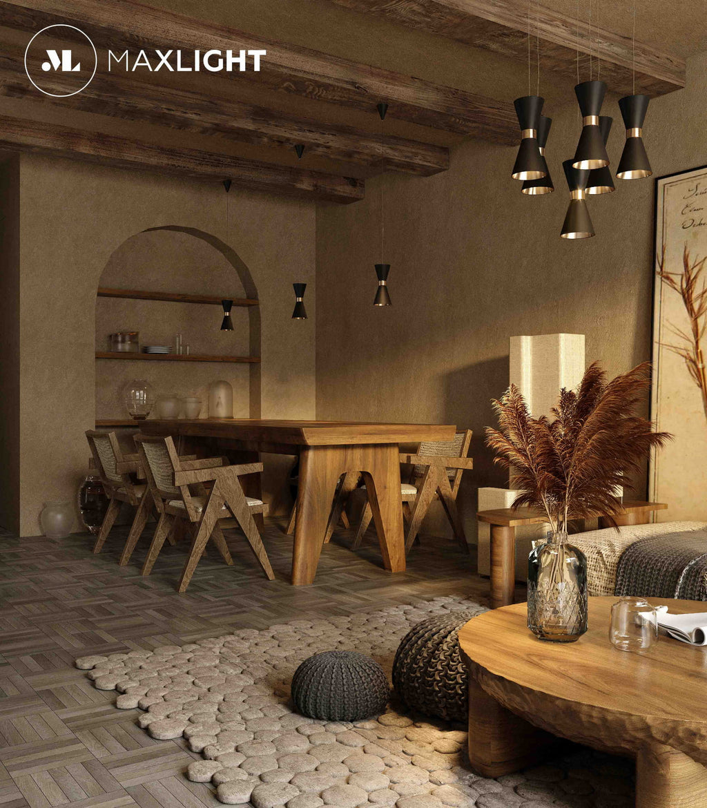 Maxlight Lampa wisząca Cornet - Metal - Czarny + złoty P0330