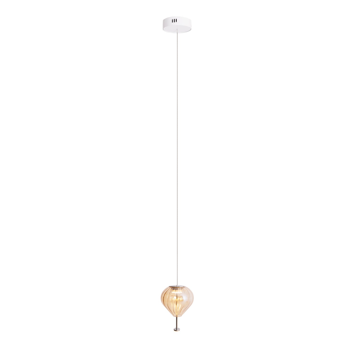 Maxlight Lampa wisząca Palloncini I - Metal + szkło - Biały + chrom + szkło bursztynowe P0575