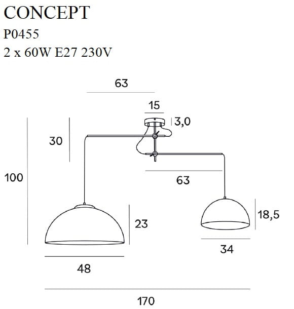 Maxlight Lampa wisząca Concept - Metal - Czarny P0455