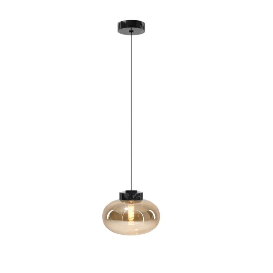 Maxlight Lampa wisząca Moonstone - Metal + szkło - Szkło bursztynowe + czarny marmur P0516