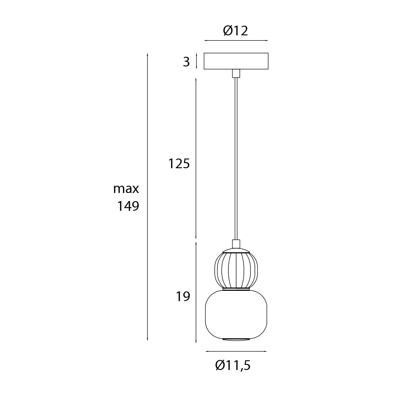 Maxlight Lampa wisząca Modern 5W - Metal + szkło - Czarny P0624