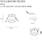 Maxlight Oprawa wpuszczana Yuca Round Tilted - Metal - Czarny H0105