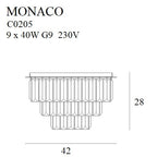 Maxlight Plafon Monaco 42cm - Metal + szkło - Złoty C0205