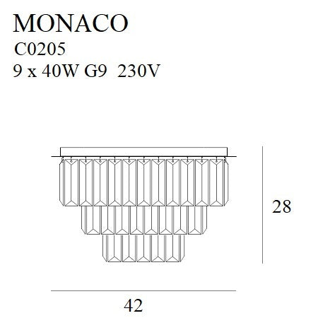 Maxlight Plafon Monaco 42cm - Metal + szkło - Złoty C0205