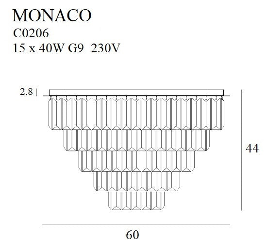 Maxlight Plafon Monaco 60cm - Metal + szkło - Złoty C0206