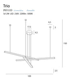 Maxlight Lampa wisząca Trio III - Stal nierdzewna + akryl - Czarny P0311