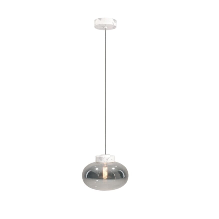 Maxlight Lampa wisząca Moonstone - Metal + szkło - Szkło dymione + biały marmur P0517