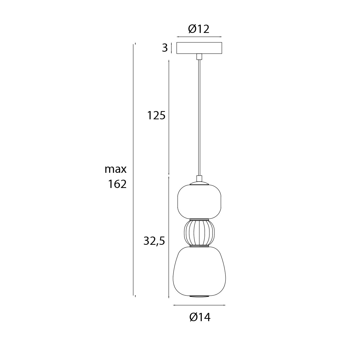 Maxlight Lampa wisząca Modern 13W - Metal + szkło - Czarny P0628