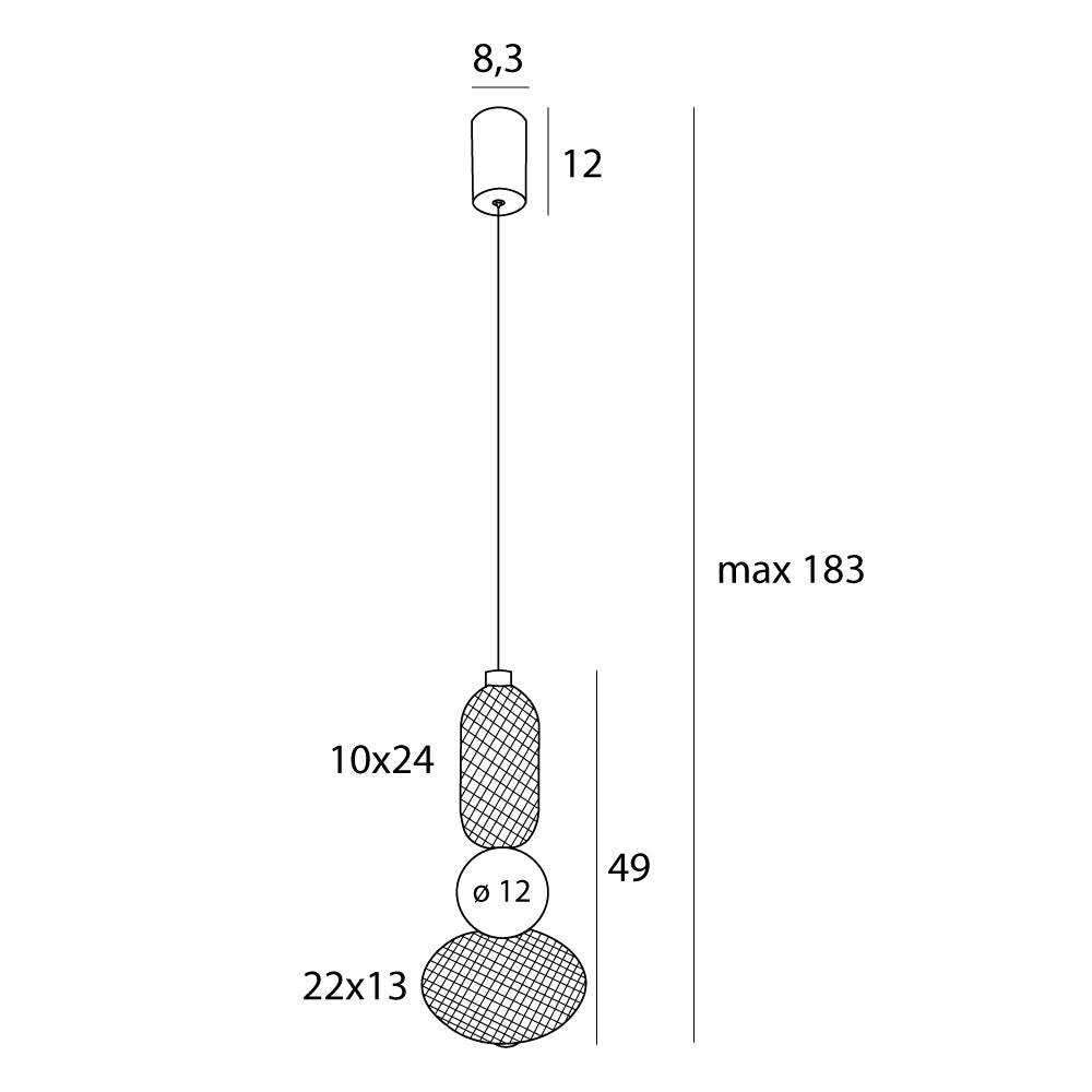 Maxlight Lampa wisząca Bora A - Metal + szkło - Czarny + złoty P0591